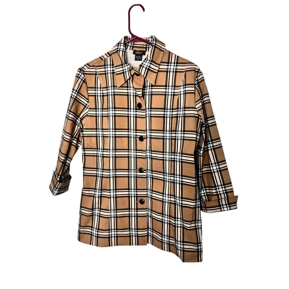 Pure Amici Plaid Button-Up Top sz M NWOT